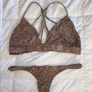 ❌SOLD❌ Acacia L/S Brown Snake Bikini Set